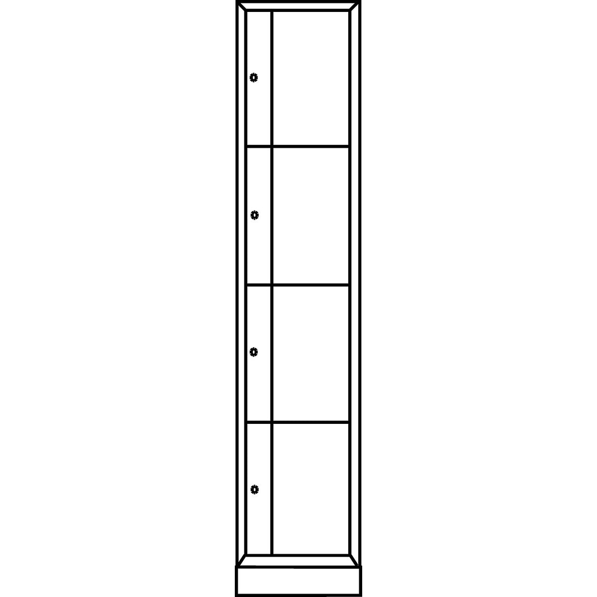 Resisto 4-fold compartment locker, 1 compartment, black grey / white aluminium.