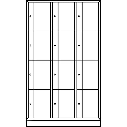 Resisto 4-fold compartment locker, 3 compartments, light grey / gentian blue.