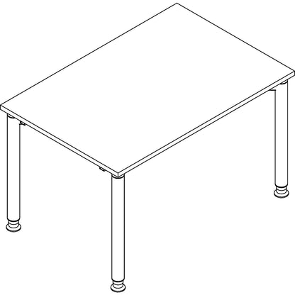 THEA - Desk with 4-legged frame, height 680 - 820 mm, width 1600 mm, light grey.