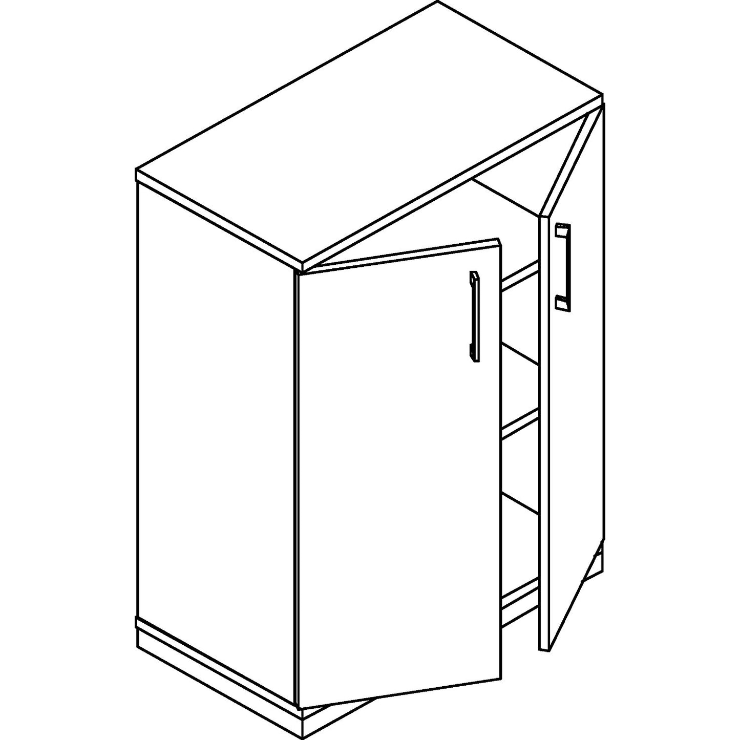 THEA - Double door cupboard, 2 shelves, 3 file heights, maple finish.