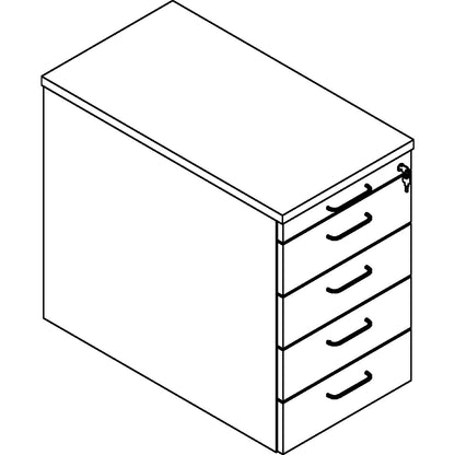 THEA - Fixed pedestal, utensil drawer, 4 drawers, antique white.