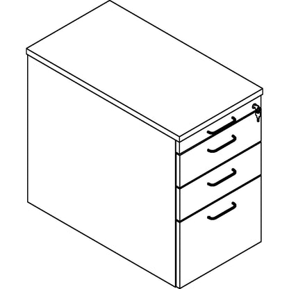 THEA - Fixed pedestal, utensil drawer, 2 drawers, suspension file drawer, antique white.