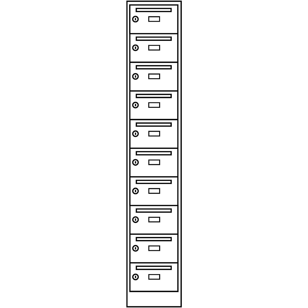 Mail distribution cupboard, 10 compartments, lockable, gentian blue.