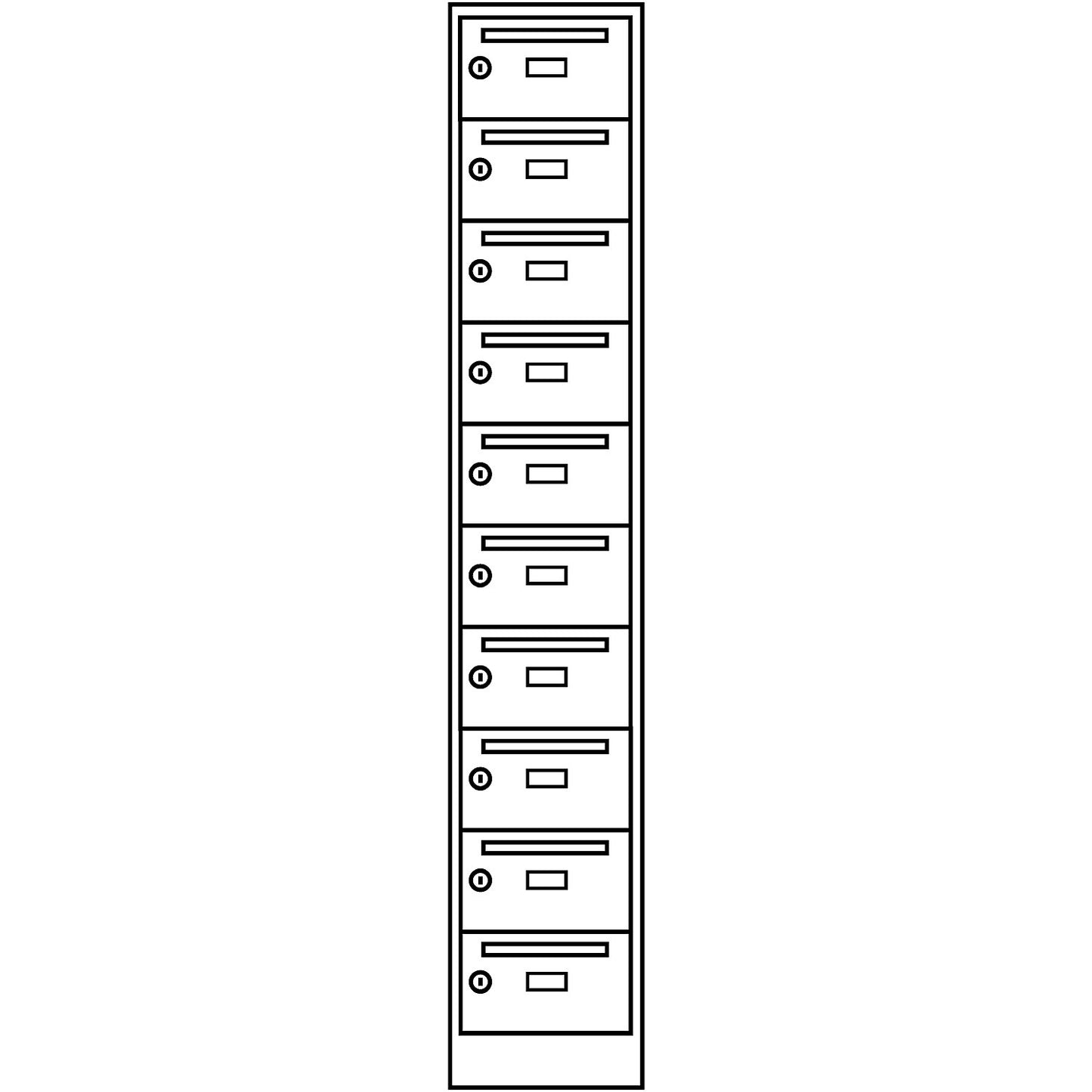 Mail distribution cupboard, 10 compartments, lockable, light grey.