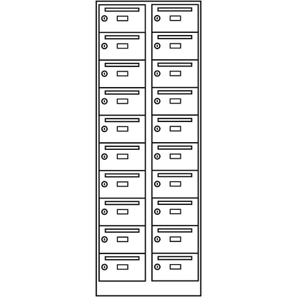 Mail distribution cupboard, 20 compartments, lockable, charcoal.