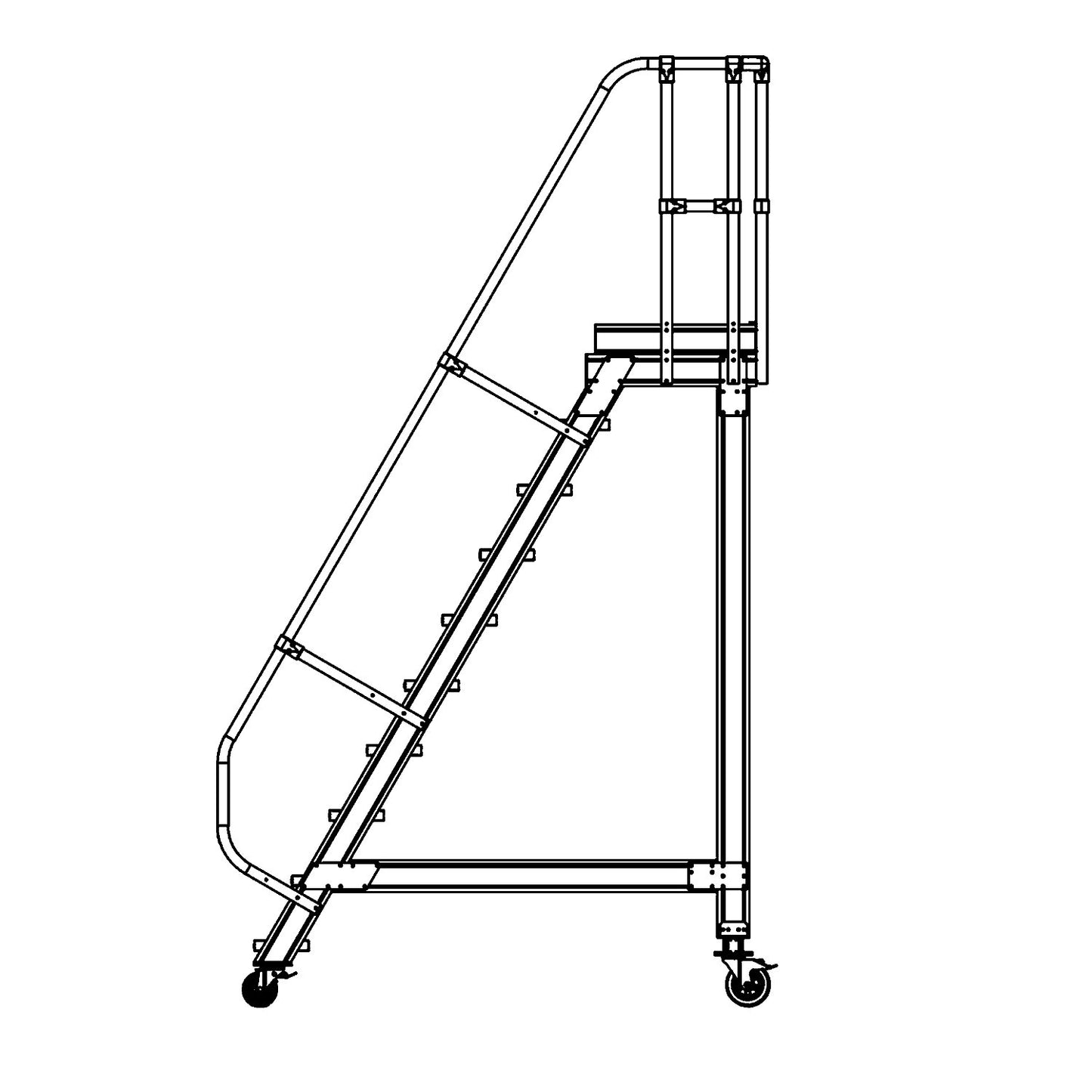 Mobile safety steps, slope 60°, 5 steps.