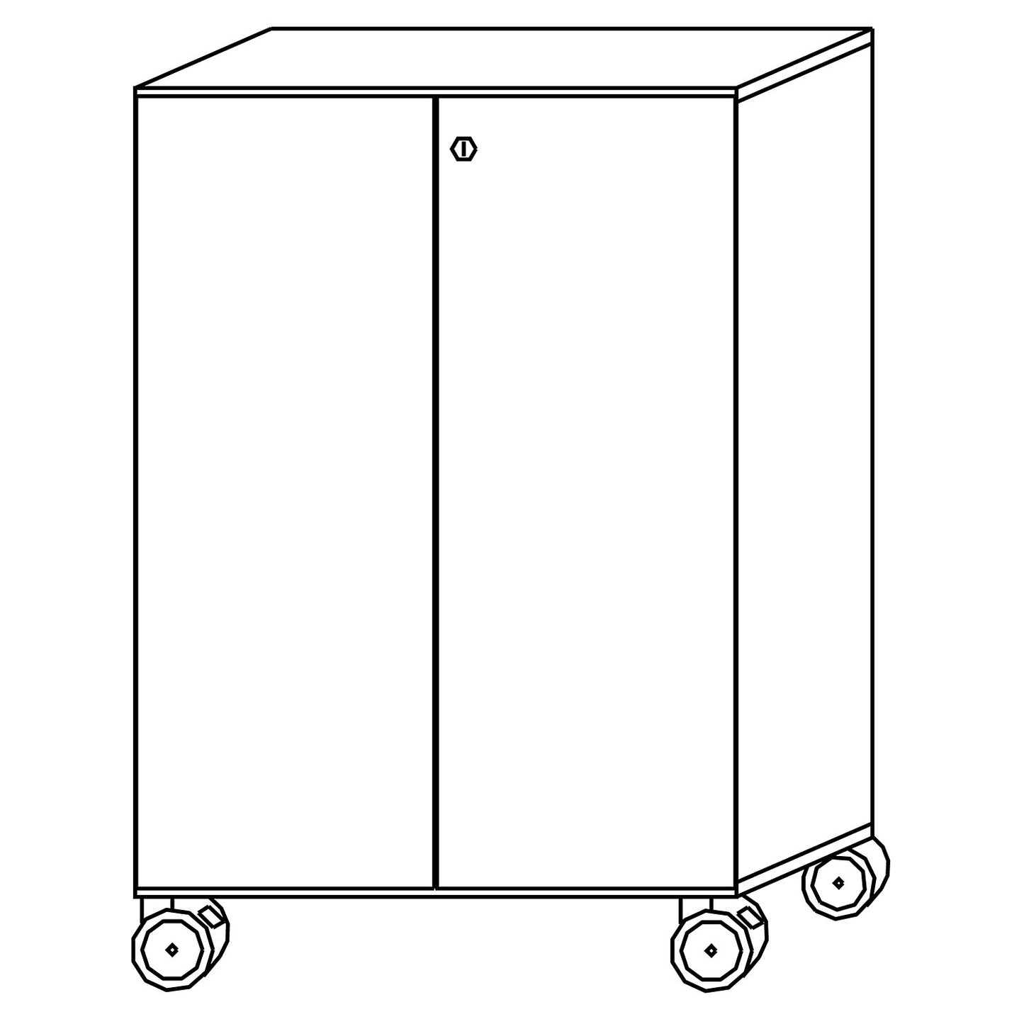 Filing cupboard, 2 shelves, with castors, beech finish.