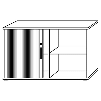 RENATUS - Roller shutter cupboard, height 748 mm, 1 shelf each, white.