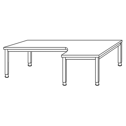 RENATUS - Desk, angled table, width 2000 mm, aluminium silver / walnut.
