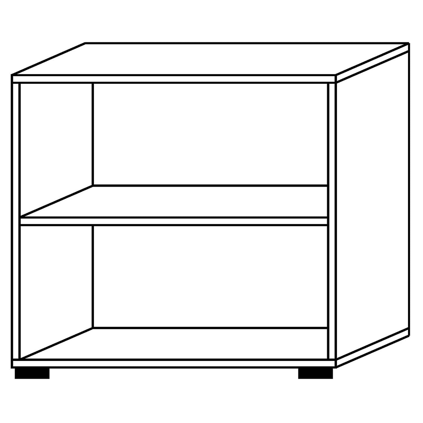 Office shelf unit, 1 shelf, HxWxD 748 x 800 x 400 mm, maple finish.