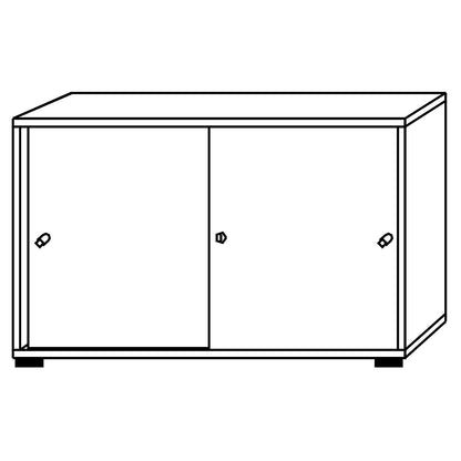 ANNY-AC - Sliding door cupboard with acoustic rear panel, 1 shelf, centre partition, walnut finish.