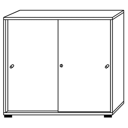 Sliding door cupboard, 2 shelves, centre partition, graphite / knotty oak.