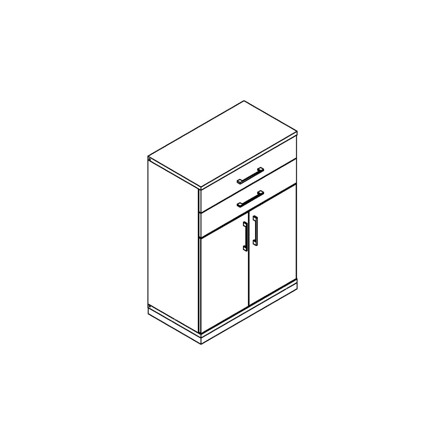 THEA - Combination cupboard, 2 shelves, 2 doors, 2 drawers, maple finish.
