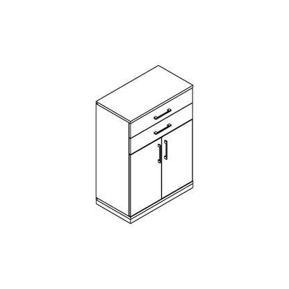 THEA - Combination cupboard, 2 shelves, 2 doors, 2 drawers, maple finish.