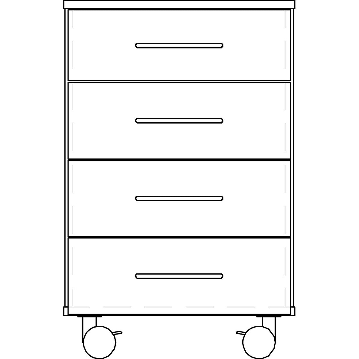 Laboratory base cupboard, high, 4 drawers, width 1136 mm.