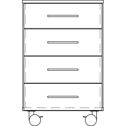 Laboratory base cupboard, high, 4 drawers, width 1136 mm.