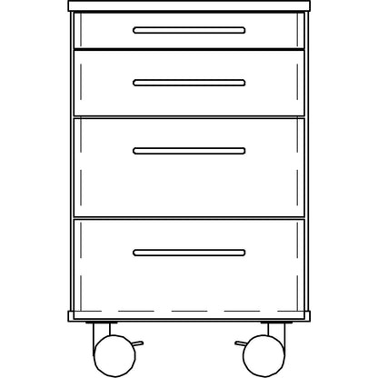 Laboratory base cupboard, low, 1 compartment, 3 drawers, width 436 mm.