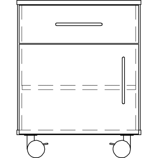 Laboratory base cupboard, low, 1 drawer, 1 door, 1 shelf, width 536 mm.