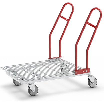 C+C platform trolley, max. load 200 kg, 2 push handles, with mesh shelf.