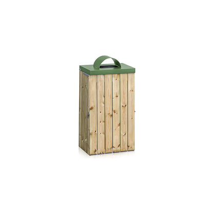 Outdoor waste collector with wood trim, 125 l, WxHxD 600 x 1030 x 380 mm, lid with deposit hole.