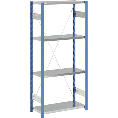 Boltless shelving unit, blue / zinc plated, shelf height 2000 mm, shelf width 965 mm, standard shelf unit, shelf depth 450 mm.