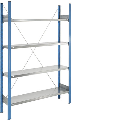 Boltless shelving unit, blue / zinc plated, shelf height 2000 mm, shelf width 1215 mm, standard shelf unit, shelf depth 350 mm.