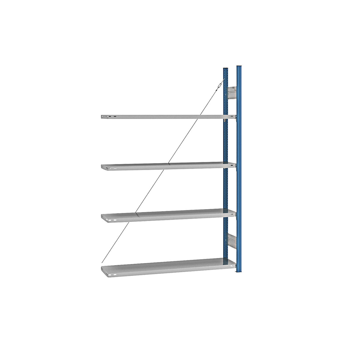 Boltless shelving unit, blue / zinc plated, shelf height 2000 mm, shelf width 1215 mm, extension shelf unit, shelf depth 350 mm.