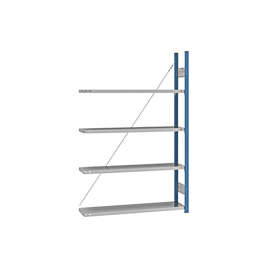 Boltless shelving unit, blue / zinc plated, shelf height 2000 mm, shelf width 1215 mm, extension shelf unit, shelf depth 350 mm.