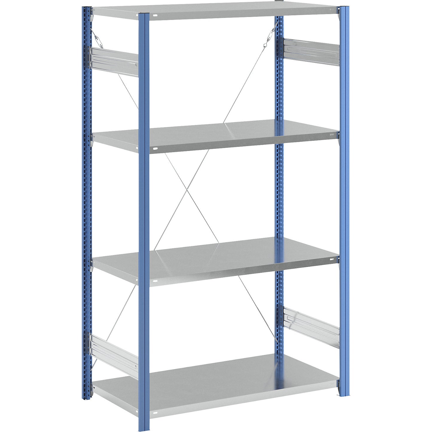 Boltless shelving unit, blue / zinc plated, shelf height 2000 mm, shelf width 1215 mm, standard shelf unit, shelf depth 650 mm.