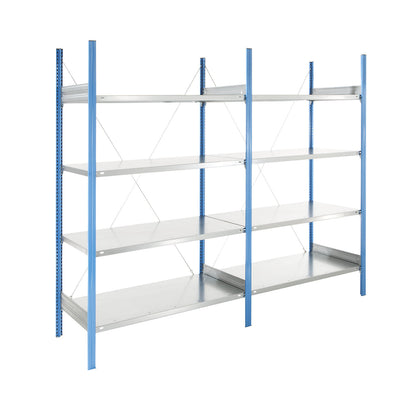 Boltless shelving unit, blue / zinc plated, shelf height 2000 mm, shelf width 1215 mm, extension shelf unit, shelf depth 650 mm.