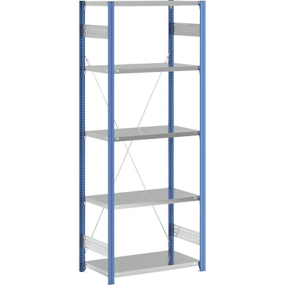 Boltless shelving unit, blue / zinc plated, shelf height 2350 mm, shelf width 965 mm, standard shelf unit, shelf depth 550 mm.