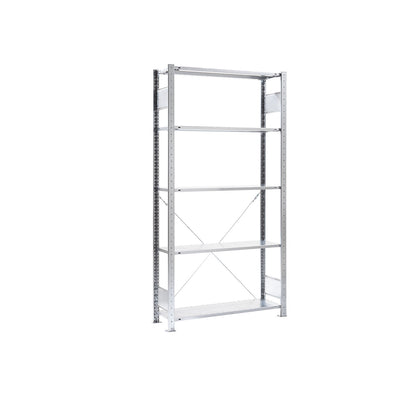 Boltless shelving unit, for open fronted storage bins, standard shelf unit, WxD 1060 x 336 mm, 5 shelves.