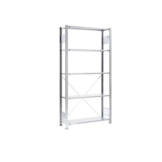 Boltless shelving unit, for open fronted storage bins, standard shelf unit, WxD 1060 x 336 mm, 5 shelves.
