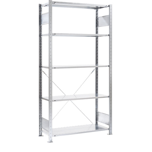 Boltless shelving unit, for open fronted storage bins, standard shelf unit, WxD 1060 x 436 mm, 5 shelves.