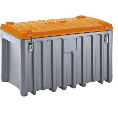 Universal box made of polyethylene, capacity 400 l, max. load 250 kg, grey / orange.
