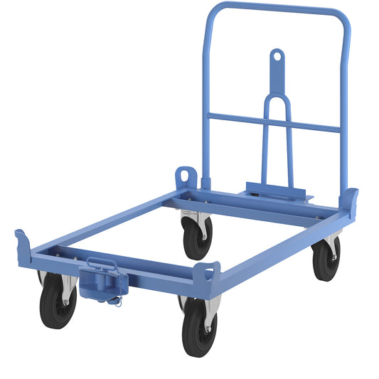 Dolly with drawbar and coupling, max. load 500 kg, platform width 810 mm.