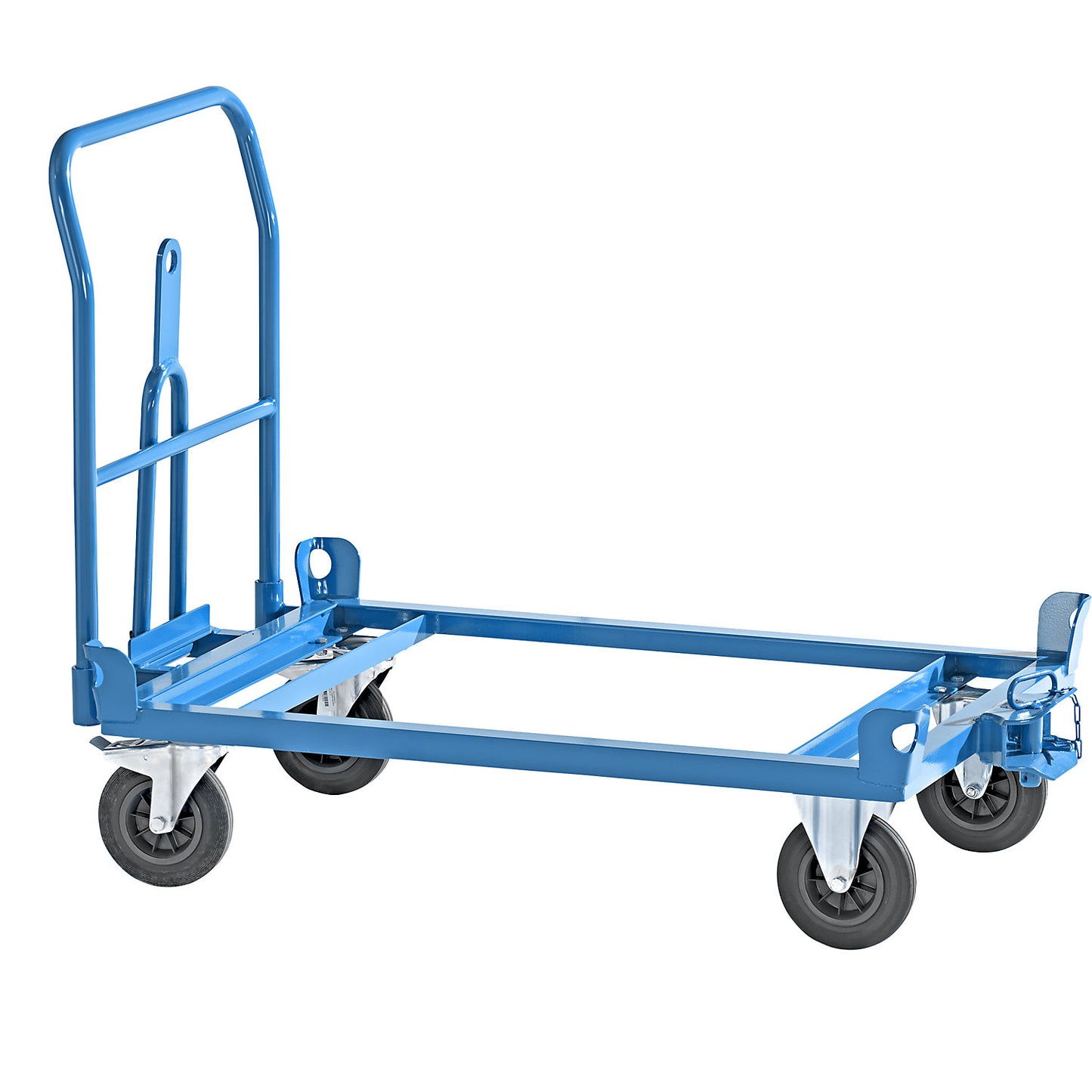 Dolly with drawbar and coupling, max. load 500 kg, platform width 810 mm.