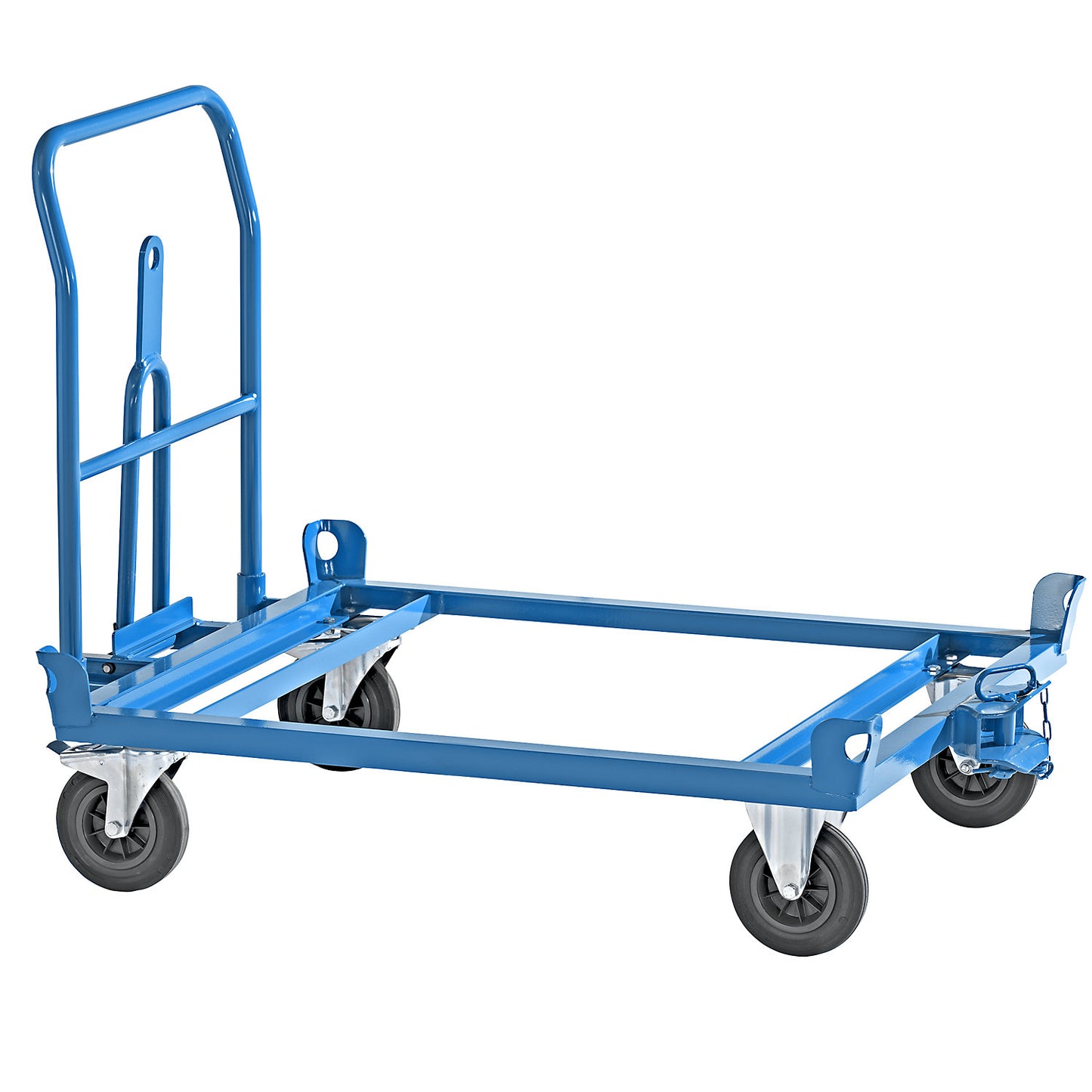 Dolly with drawbar and coupling, max. load 500 kg, platform width 1010 mm.