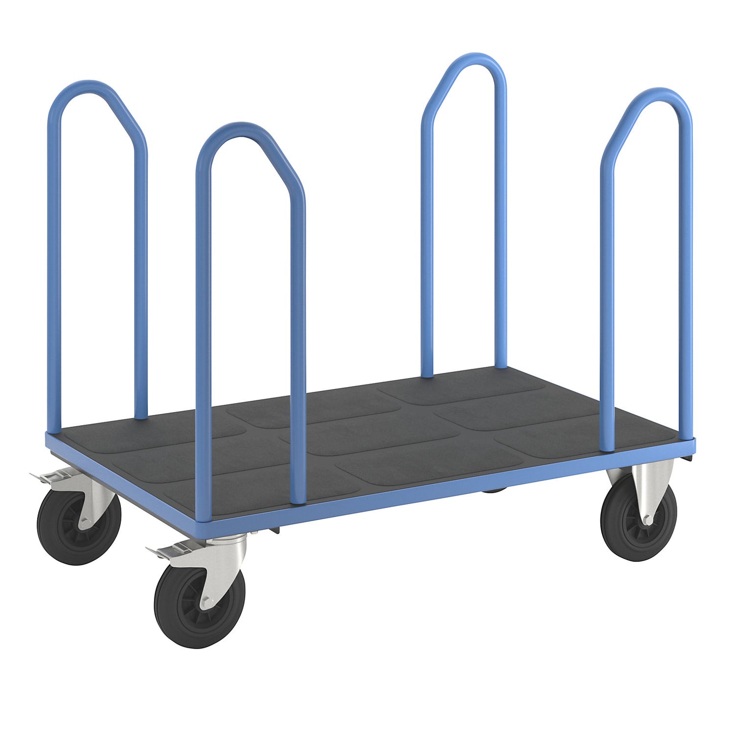 Platform truck with side rails, solid rubber tyres, LxW 1250 x 800 mm.