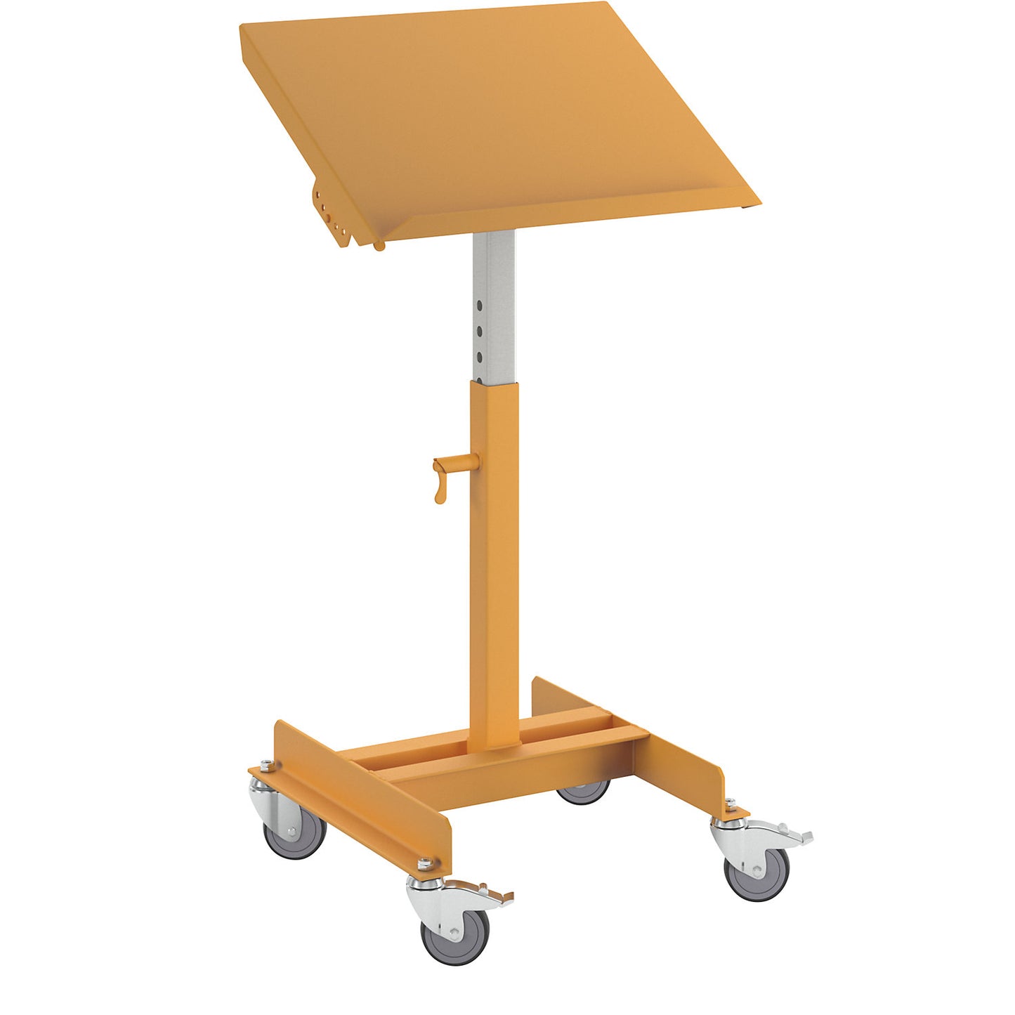 Work stand, tilting, platform LxW 406 x 506 mm, height adjustment range 510 - 750 mm.