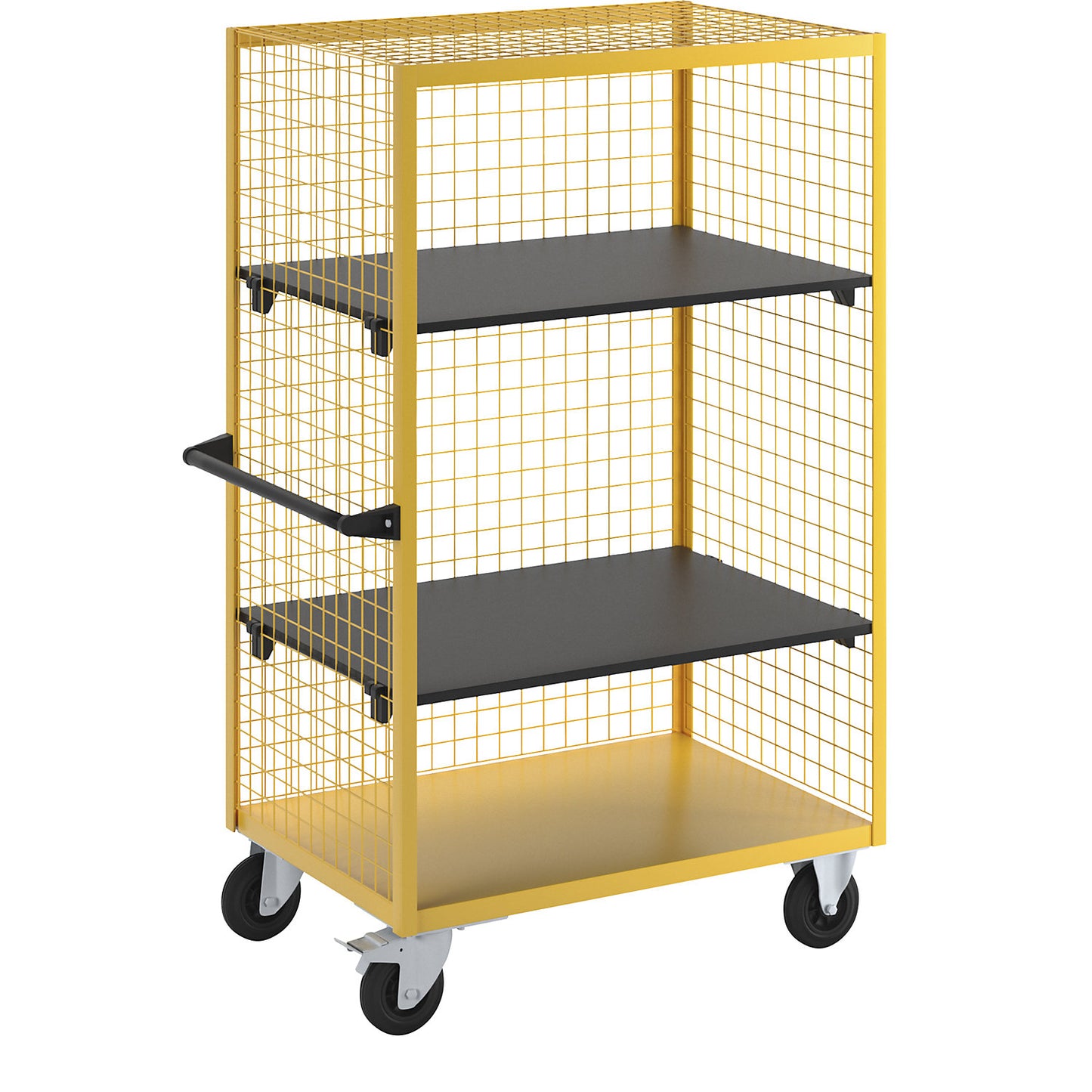 Professional shelf truck, with 3 mesh panels, HxWxD 1700 x 1140 x 710 mm.