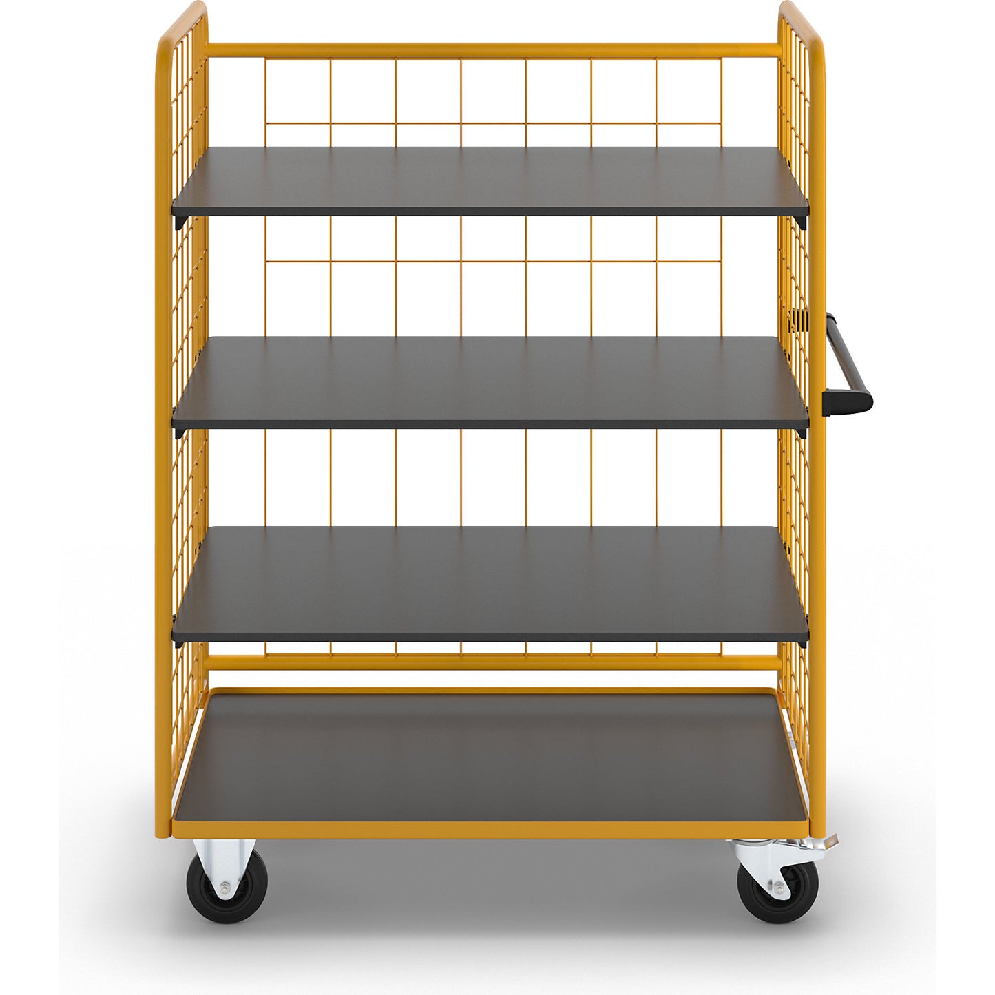 Professional shelf and platform truck, 3 shelves and 3 mesh panels, LxWxH 1395 x 800 x 1740 mm.