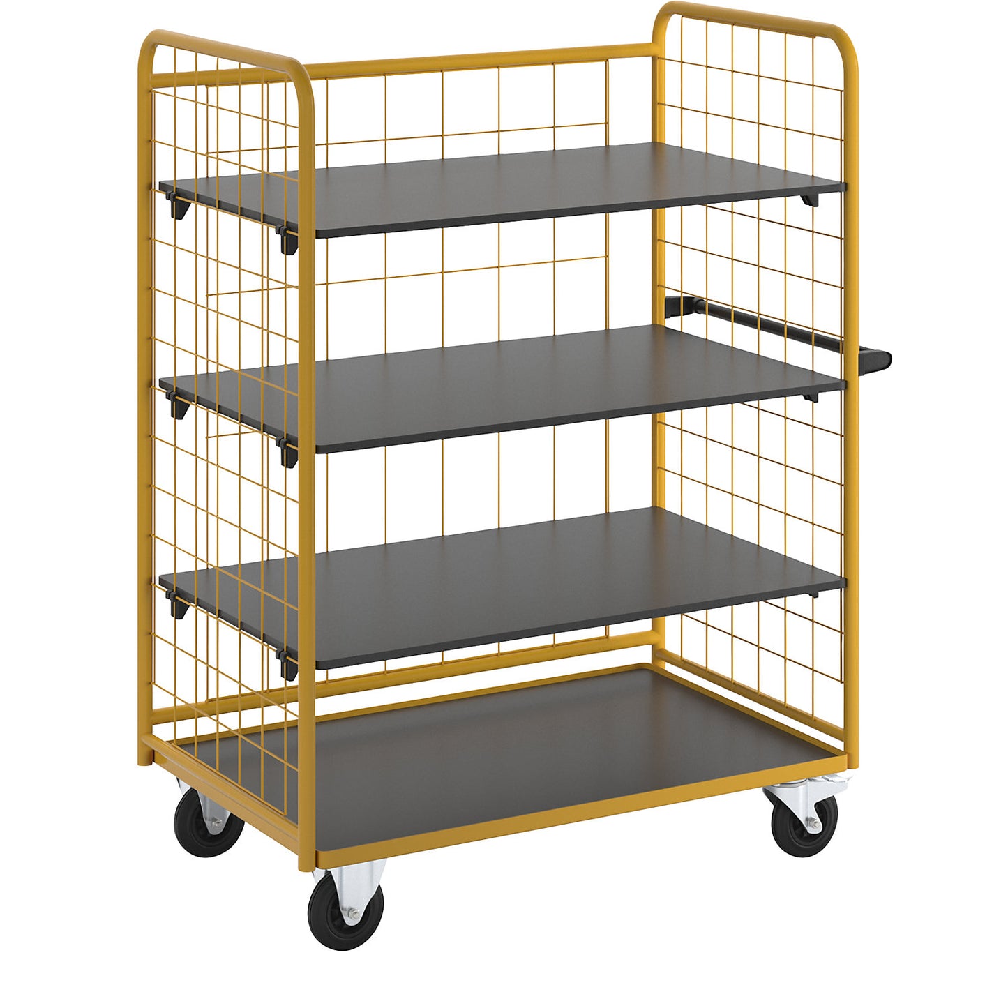 Professional shelf and platform truck, 3 shelves and 3 mesh panels, LxWxH 1395 x 800 x 1740 mm.