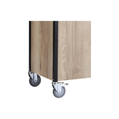 Serving trolley, light oak decor, cutlery drawer, 2 doors, 1 shelf.