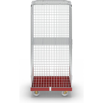SAFE roll container, HxWxD 1800 x 720 x 810 mm, red transport dolly.