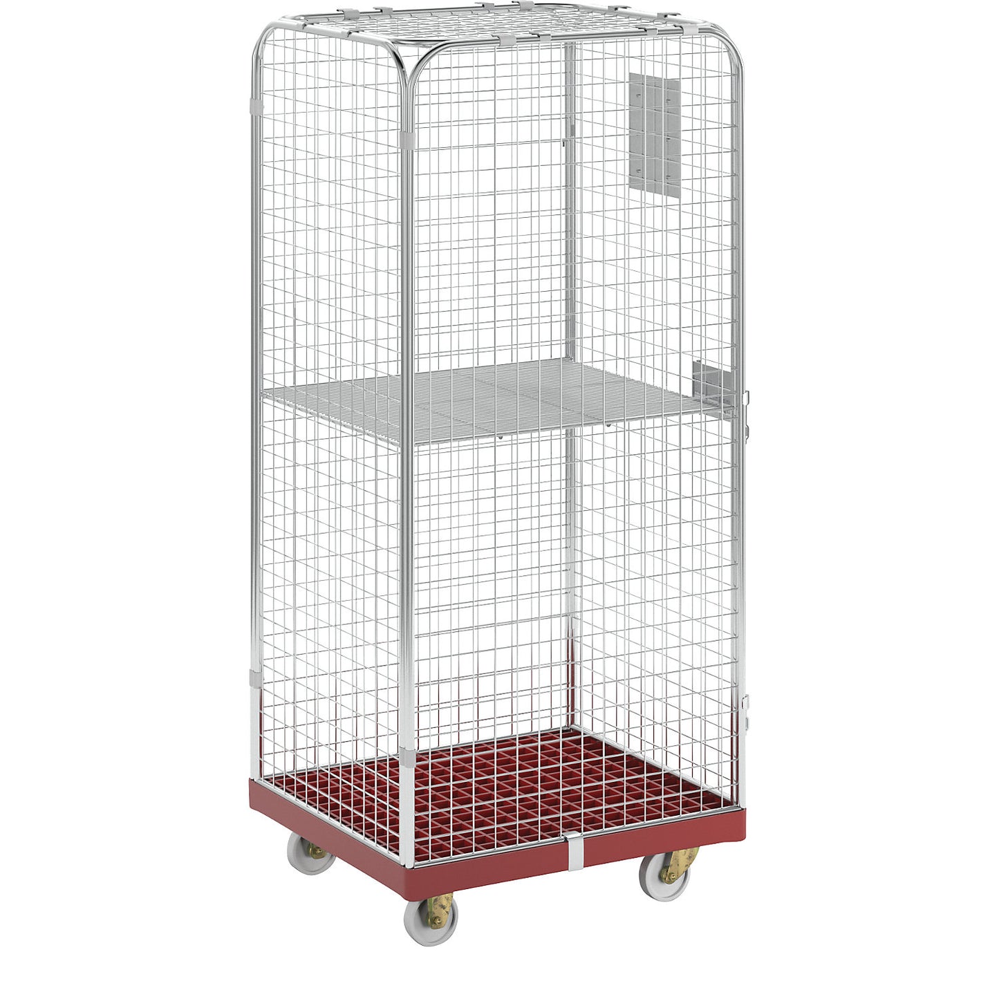 SAFE roll container, HxWxD 1800 x 720 x 810 mm, red transport dolly.