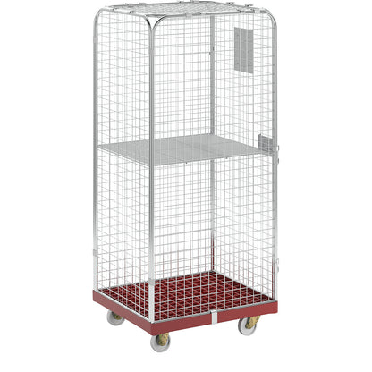 SAFE roll container, HxWxD 1800 x 720 x 810 mm, red transport dolly.