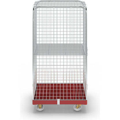 SAFE roll container, HxWxD 1550 x 720 x 810 mm, red transport dolly.