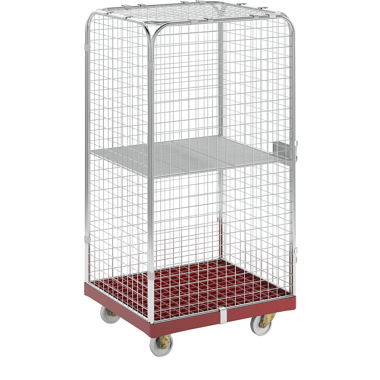 SAFE roll container, HxWxD 1550 x 720 x 810 mm, red transport dolly.
