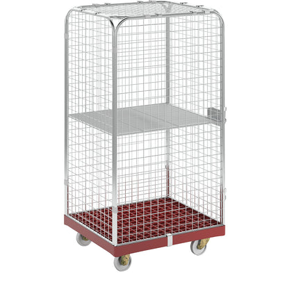 SAFE roll container, HxWxD 1550 x 720 x 810 mm, red transport dolly.